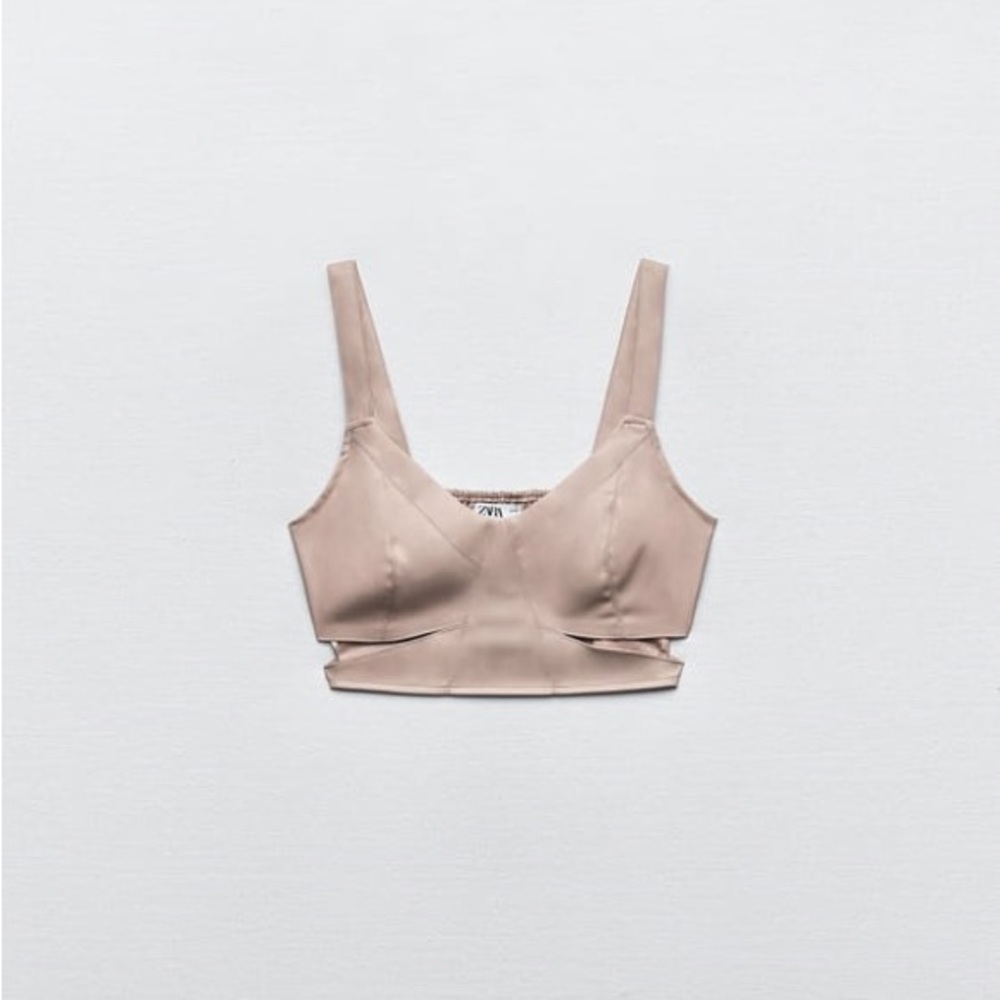 Zara Faux Leather Cut Out Top